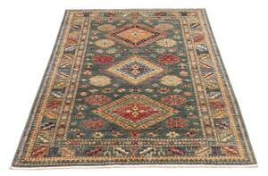 Tappeto Kazak Fine Stilizzato Verde Petrolio Beige 102x148 Cm