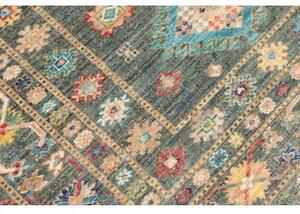 Tappeto Kazak Fine Geometrico Verde Petrolio Beige 125x181 Cm