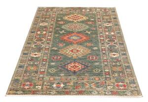 Tappeto Kazak Fine Geometrico Verde Salvia Beige 105x151 Cm