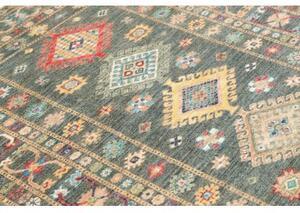 Tappeto Kazak Fine Geometrico Verde Petrolio Beige 125x181 Cm
