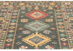 Tappeto Kazak Fine Geometrico Verde Petrolio Beige 125x181 Cm