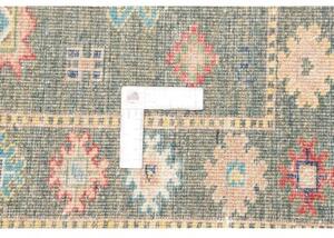 Tappeto Kazak Fine Geometrico Verde Petrolio Beige 125x181 Cm