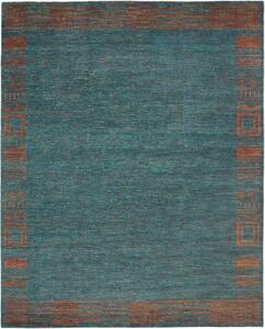 Tappeto Cromopura Geometrico Verde Petrolio Rame 246x307 Cm