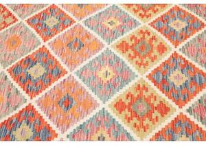 Tappeto Kilim Geometrico Rosso Mattone Multicolore 126x178 Cm