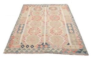 Tappeto Kilim Geometrico Beige Blu 121x192 Cm