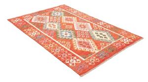 Tappeto Kilim Geometrico Rosso Beige 128x179 Cm