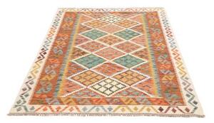 Tappeto Kilim Geometrico Arancione Beige 126x172 Cm