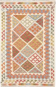 Tappeto Kilim Geometrico Avorio Arancione 117x179 Cm