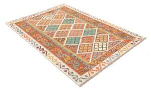 Tappeto Kilim Geometrico Arancione Beige 126x172 Cm