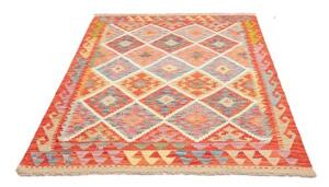 Tappeto Kilim Geometrico Rosso Mattone Multicolore 126x178 Cm