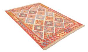 Tappeto Kilim Geometrico Rosso Mattone Multicolore 126x178 Cm