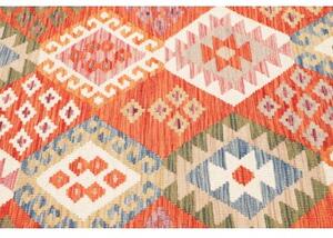 Tappeto Kilim Geometrico Rosso Beige 128x179 Cm