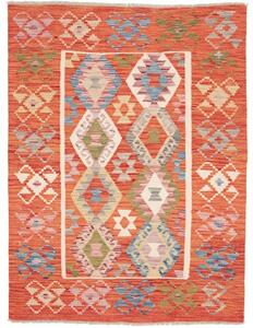 Tappeto Kilim Geometrico Rosso Ruggine Multicolore 129x169 Cm