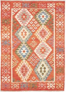 Tappeto Kilim Geometrico Rosso Beige 128x179 Cm