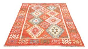 Tappeto Kilim Geometrico Rosso Beige 128x179 Cm