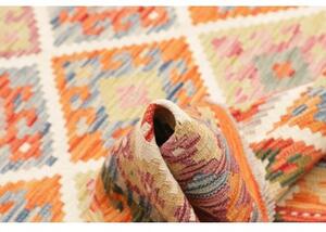Tappeto Kilim Geometrico Arancione Avorio 130x170 Cm