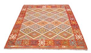 Tappeto Kilim Geometrico Rosso Beige 133x183 Cm