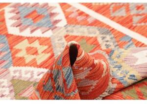 Tappeto Kilim Geometrico Rosso Ruggine Multicolore 129x169 Cm