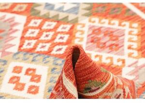 Tappeto Kilim Geometrico Rosso Beige 128x179 Cm