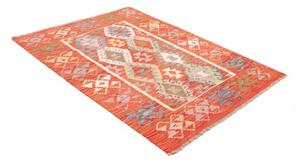 Tappeto Kilim Geometrico Rosso Ruggine Multicolore 129x169 Cm