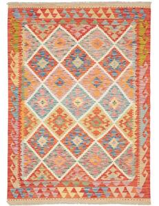 Tappeto Kilim Geometrico Rosso Mattone Multicolore 126x178 Cm