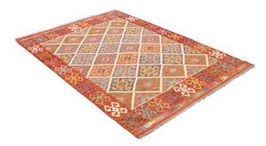 Tappeto Kilim Geometrico Rosso Beige 133x183 Cm