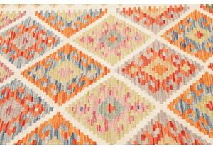 Tappeto Kilim Geometrico Arancione Avorio 130x170 Cm