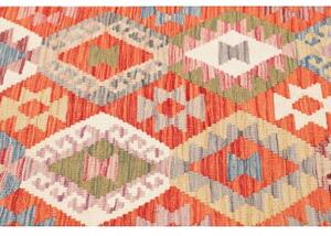 Tappeto Kilim Geometrico Rosso Ruggine Multicolore 129x169 Cm