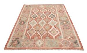 Tappeto Kilim Geometrico Rosso Mattone Avorio 125x195 Cm