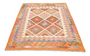 Tappeto Kilim Geometrico Arancione Beige 127x175 Cm