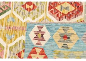 Tappeto Kilim Geometrico Azzurro Giallo 121x177 Cm