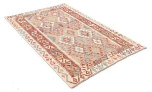Tappeto Kilim Geometrico Beige Terracotta 124x175 Cm