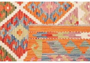 Tappeto Kilim Geometrico Arancione Beige 127x175 Cm