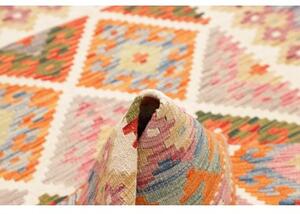 Tappeto Kilim Geometrico Arancione Beige 127x175 Cm