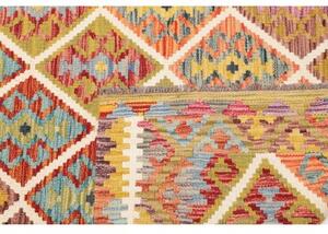 Tappeto Kilim Geometrico Giallo Senape Rosso Mattone 125x187 Cm