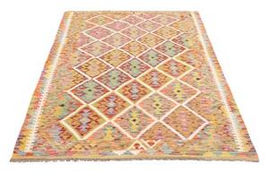 Tappeto Kilim Geometrico Giallo Senape Rosso Mattone 125x187 Cm