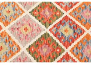 Tappeto Kilim Geometrico Arancione Beige 127x175 Cm