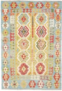 Tappeto Kilim Geometrico Azzurro Giallo 121x177 Cm