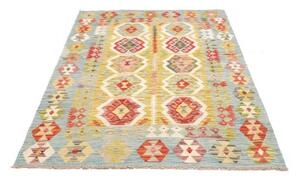 Tappeto Kilim Geometrico Azzurro Giallo 121x177 Cm