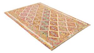 Tappeto Kilim Geometrico Giallo Senape Rosso Mattone 125x187 Cm