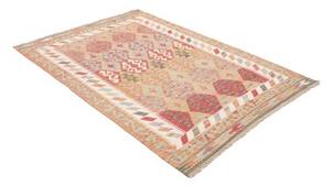 Tappeto Kilim Geometrico Rosso Mattone Beige 126x178 Cm