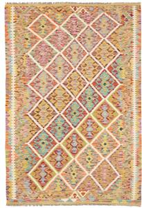 Tappeto Kilim Geometrico Giallo Senape Rosso Mattone 125x187 Cm