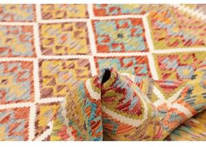 Tappeto Kilim Geometrico Giallo Senape Rosso Mattone 125x187 Cm