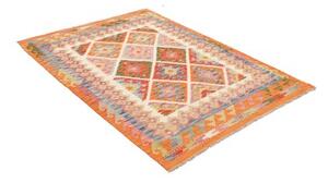 Tappeto Kilim Geometrico Arancione Beige 127x175 Cm