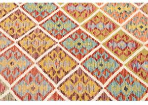 Tappeto Kilim Geometrico Giallo Senape Rosso Mattone 125x187 Cm
