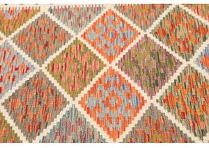Tappeto Kilim Geometrico Arancione Avorio 104x148 Cm