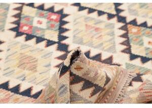 Tappeto Kilim Geometrico Beige Blu Scuro 118x196 Cm