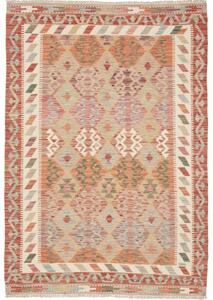 Tappeto Kilim Geometrico Terracotta Beige 127x180 Cm