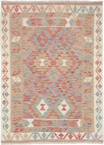 Tappeto Kilim Geometrico Beige Rosso Mattone 104x145 Cm