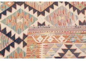 Tappeto Kilim Geometrico Beige Blu Scuro 118x196 Cm